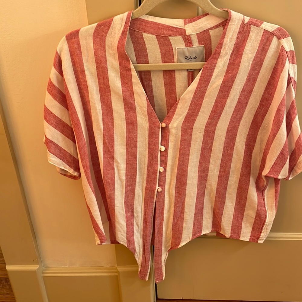 Rails linen shirt with tie front